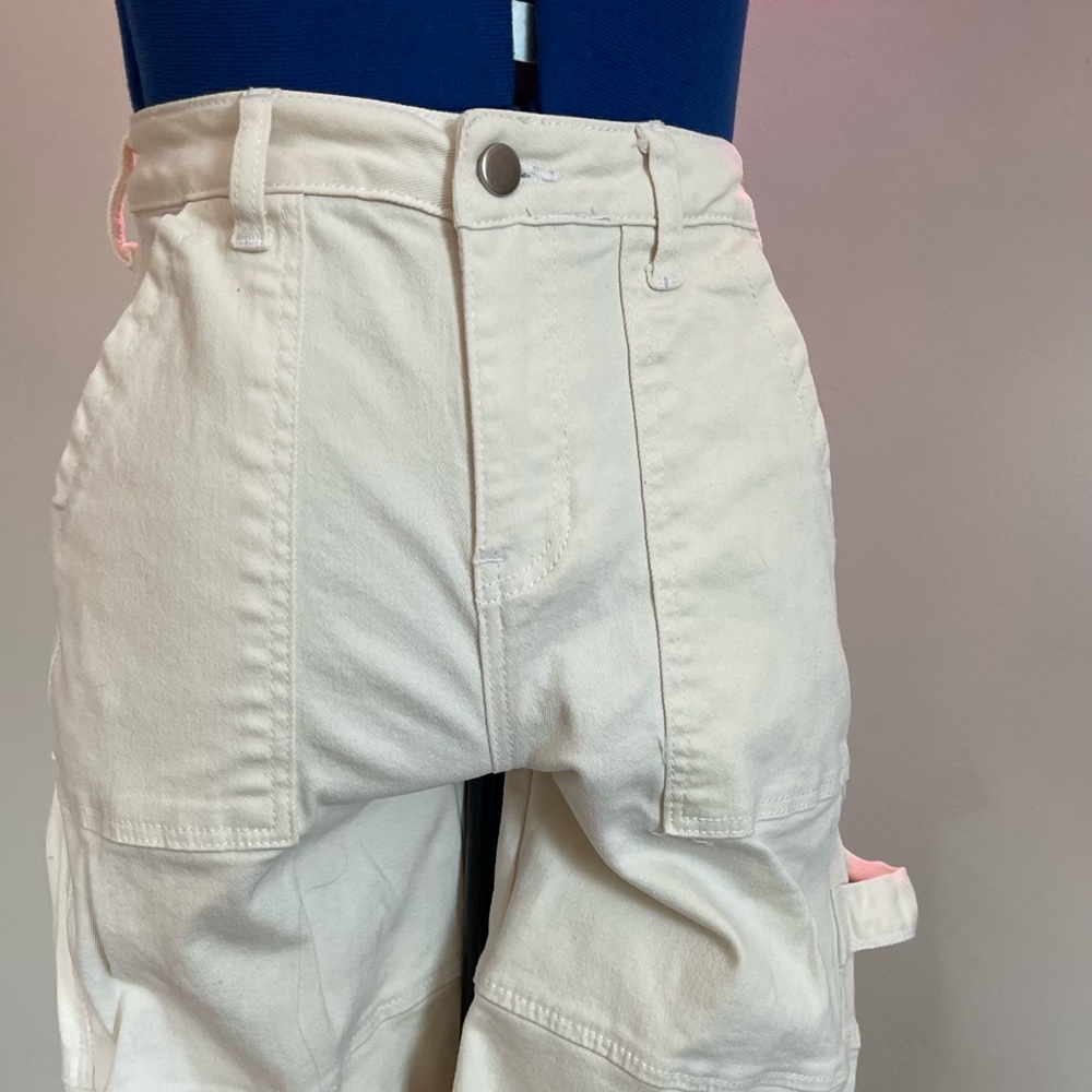 Garage White Cargo Pants — Straight Leg